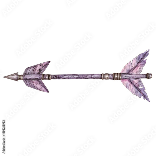 Artistic Arrow with Hand Drawn Details in Soft Lave Isolated on Transparent Background