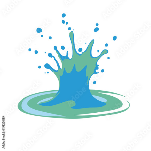 Minimal water splash vector blue silhouette white accent hydration and wellness design