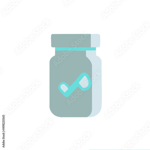 Outlined health recovery pill bottle white silhouette a light blue accent detail health wellness vector