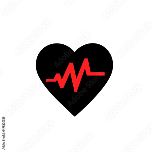 Heart rate monitor black silhouette red accent detail cardiovascular fitness flat minimal bold silhouette vector health wellness vector