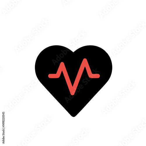 Minimal heart rate monitor vector black silhouette red accent fitness and heart health design