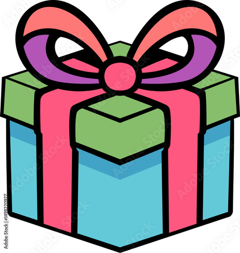 manually hand-traced vector of a gift box with clean outlines, perfect for celebrations, icons, or decoration.