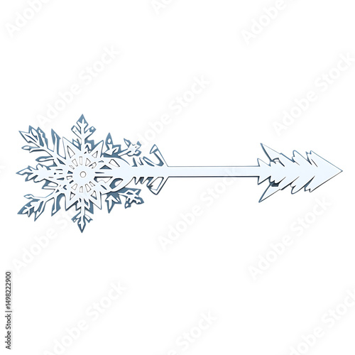 A Paper Cut Arrow with Snowflake Patterns Winter Ho Isolated on Transparent Background