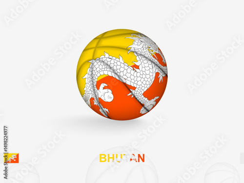 Bhutan Basketball Concept with National Flag Design.