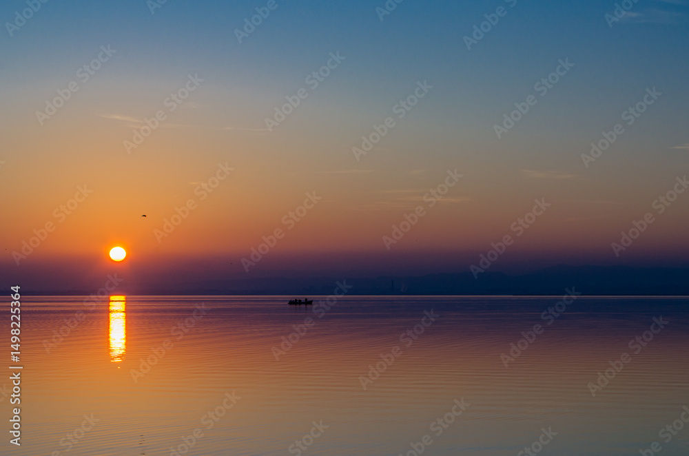 Obraz premium Sunset in the Albufera Natural Park, Valencia, Spain