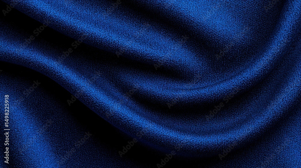 Fototapeta premium Detailed image displaying flowing blue fabric with elegant folds and curves