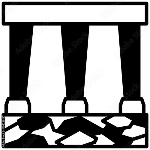 Abutment mini illustration glyph icon, use for civil engineering, industry, construction, UI, UX kit, app and web development, digital or print.
