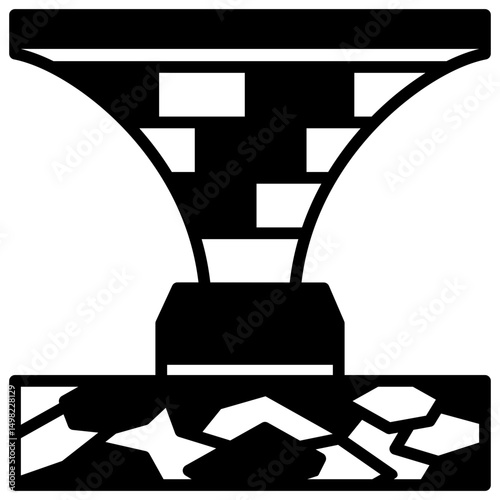 Abutment Wall mini illustration glyph icon, use for civil engineering, industry, construction, UI, UX kit, app and web development, digital or print.