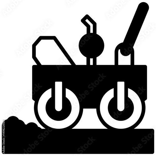 Compactor mini illustration glyph icon, use for civil engineering, industry, construction, UI, UX kit, app and web development, digital or print.