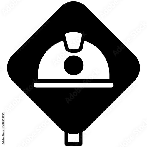 Safety Helmet mini illustration glyph icon, use for civil engineering, industry, construction, UI, UX kit, app and web development, digital or print.