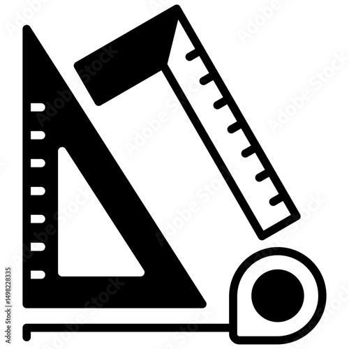 Measuring Tape mini illustration glyph icon, use for civil engineering, industry, construction, UI, UX kit, app and web development, digital or print.