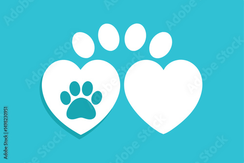 Heart shaped paw print design illustrating love for animals and pet adoption