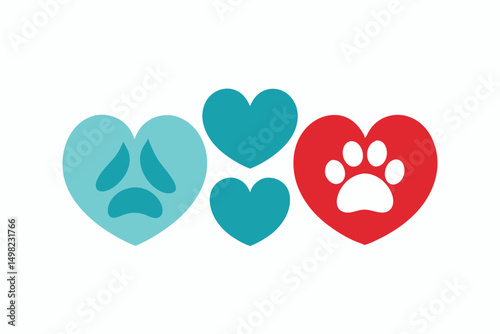 Sadness love compassion and pet paw icon illustration graphic design in vibrant colors