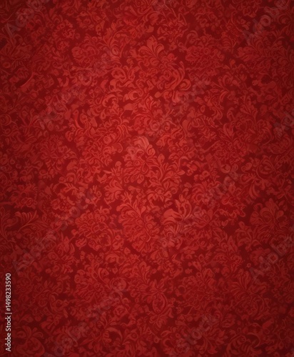 Intricate red damask, floral wallpaper Luxurious texture, rich design , acanthus, design, elegant