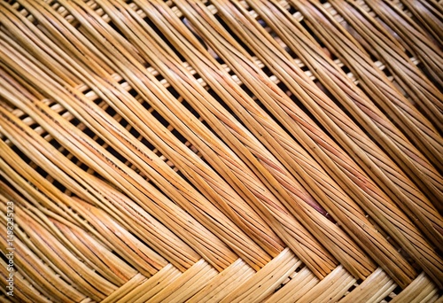 A close up of a woven rattan basket.