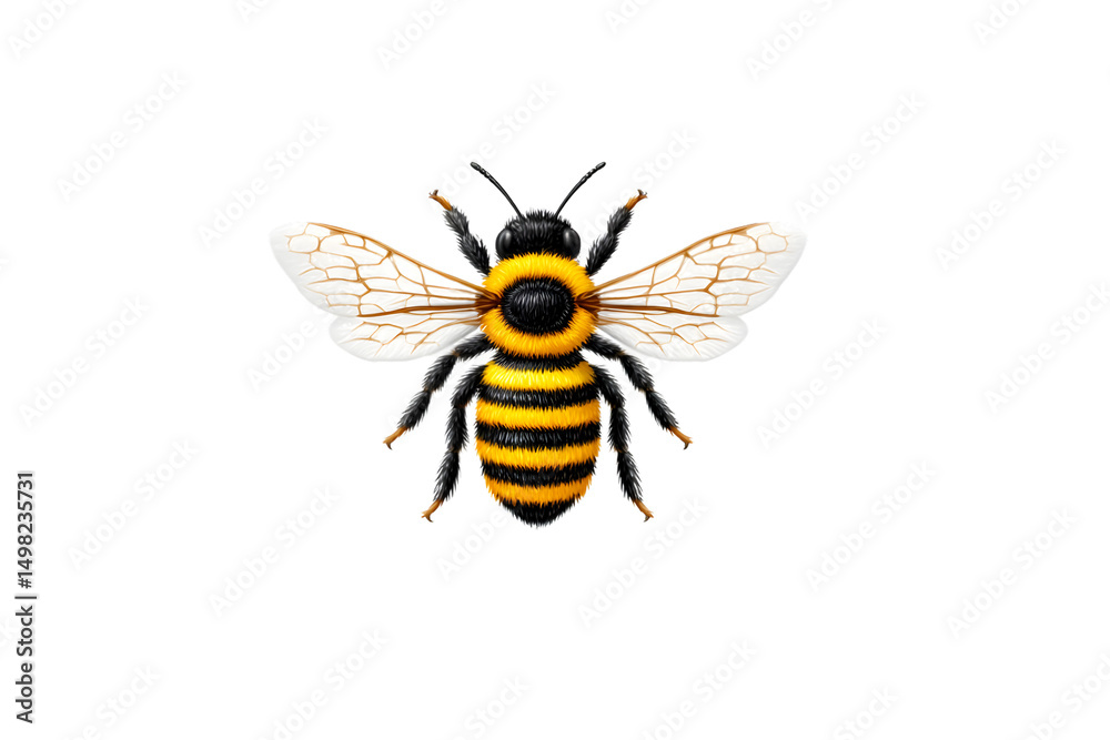 Fototapeta premium A detailed illustration of a bee with vibrant yellow and black stripes perfect for nature edu