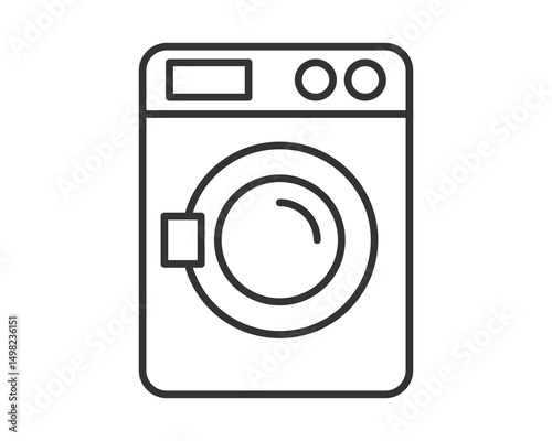 Clean line art of a washing machine. Modern, minimalist style. Perfect for laundry services, appliance stores, and home cleaning concepts. Symbol of domestic life, routine and technology.