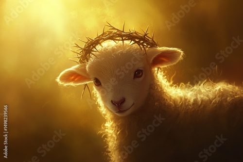 Wallpaper Mural A cute lamb wearing a crown of thorns, symbolizing Jesus Christ in a tender and meaningful representation of sacrifice and purity.

 Torontodigital.ca