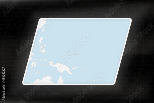 Micronesia Highlighted in Flag Colors on Geographic Map.