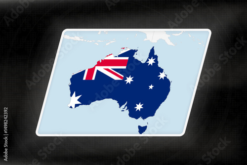 Australia Highlighted in Flag Colors on Geographic Map.