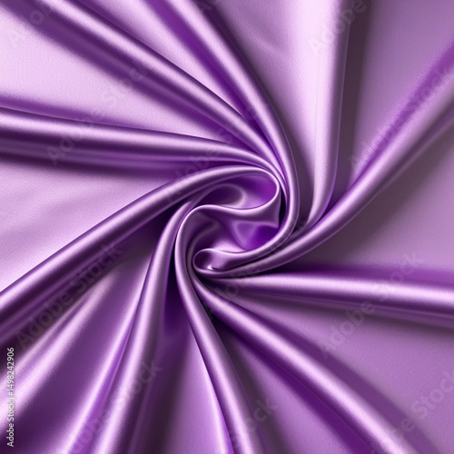 Light purple silk satin. Shiny smooth fabric. Wavy folds. Elegant lilac background with space for design.

