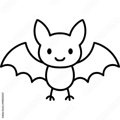 Cartoon bat outline for coloring book