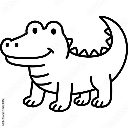 Cartoon-style crocodile line art