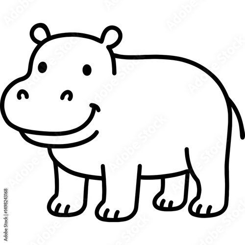 Simple cartoon hippopotamus outline