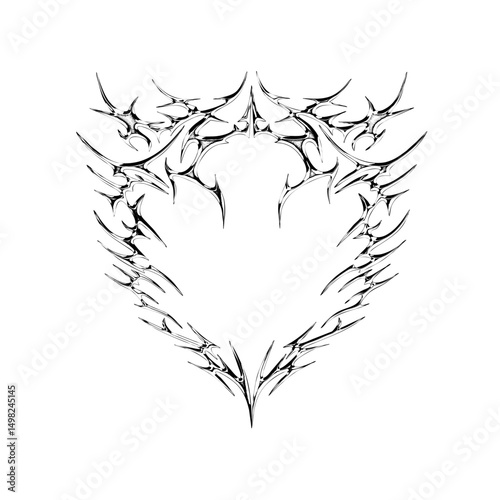 Neo tribal cyber sigilism symmetrical shapes in chrome vector design streetwear print apparel 