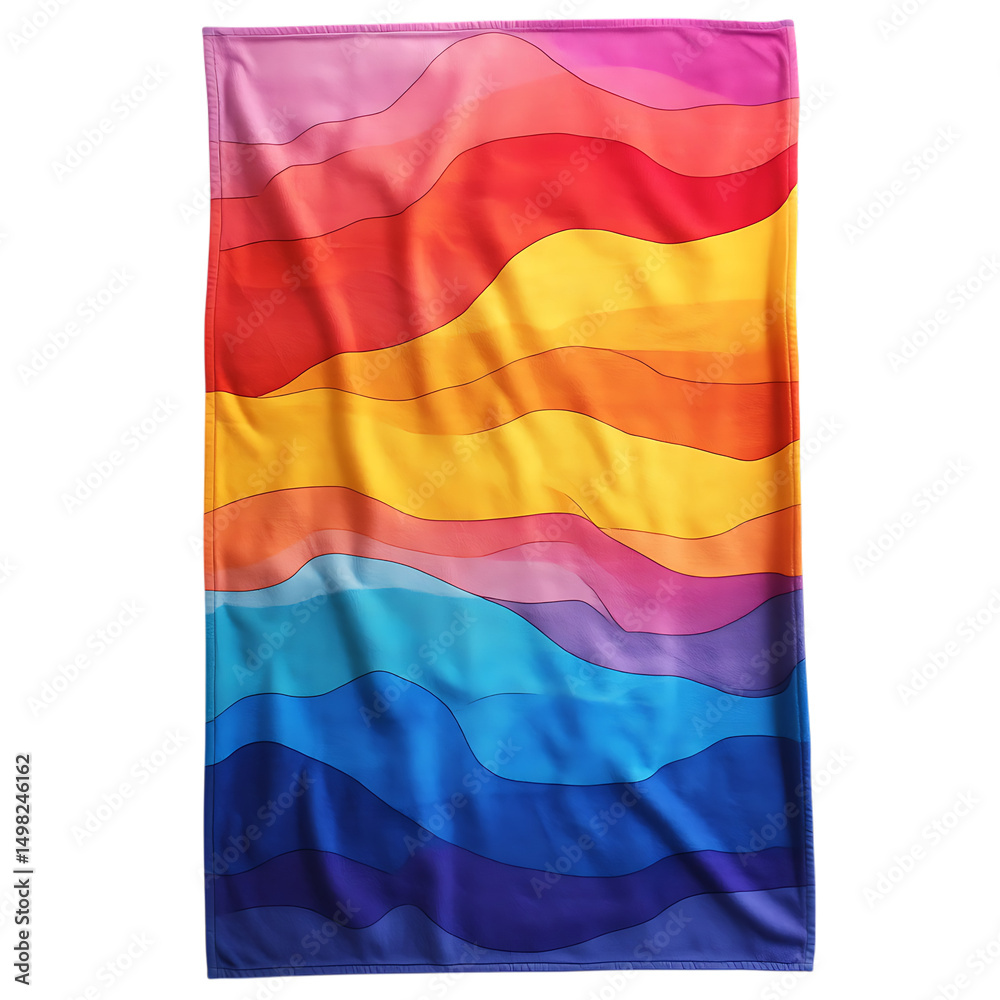 Fototapeta premium Cheerful Beach Towel with Expansive Playful Doodle Isolated on Transparent Background