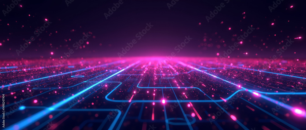 Retro-Futuristic — AI Abstract Background with Neon Neural Grids Retro-Futuristic — AI Abstract Background with Neon Neural Grids