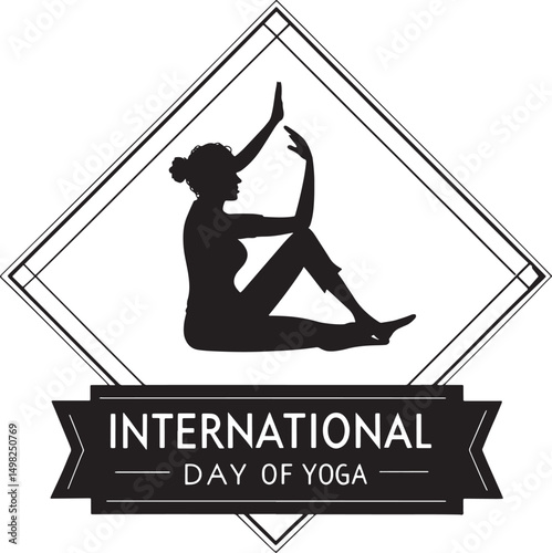 Meditative Seated Pose Silhouette for International Yoga Day