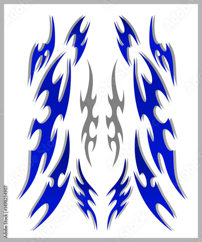 Dark blue classic tribal livery design for JDM drift cars or racing cars