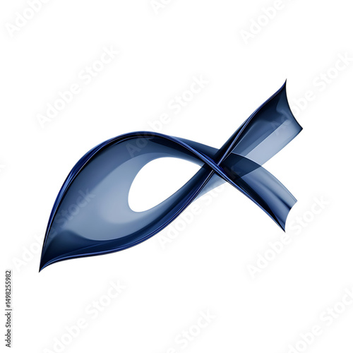 Modern Arrow with Fluid Curves in Deep Ocean Blue Isolated on Transparent Background