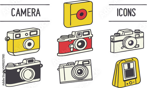 vector set of retro cameras