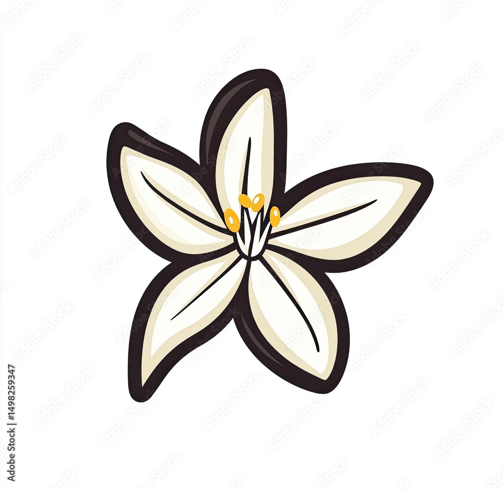 Naklejka premium A stylized five-petal blossom with yellow center