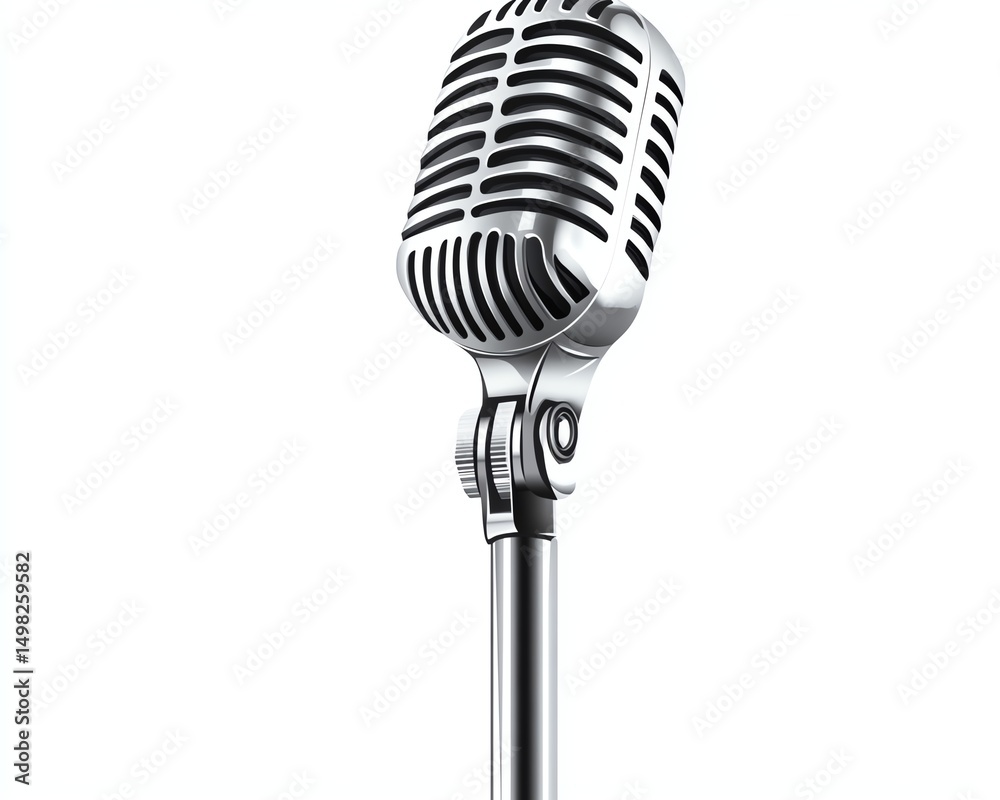 Fototapeta premium Microphone and podcast marketing icon, flat vector clipart, white background
