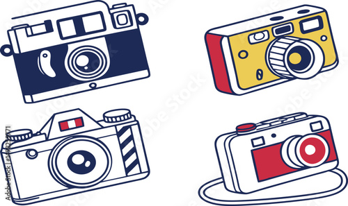 set of vintage cameras