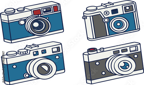 set of vintage cameras