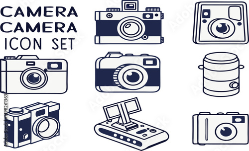 set of vintage cameras