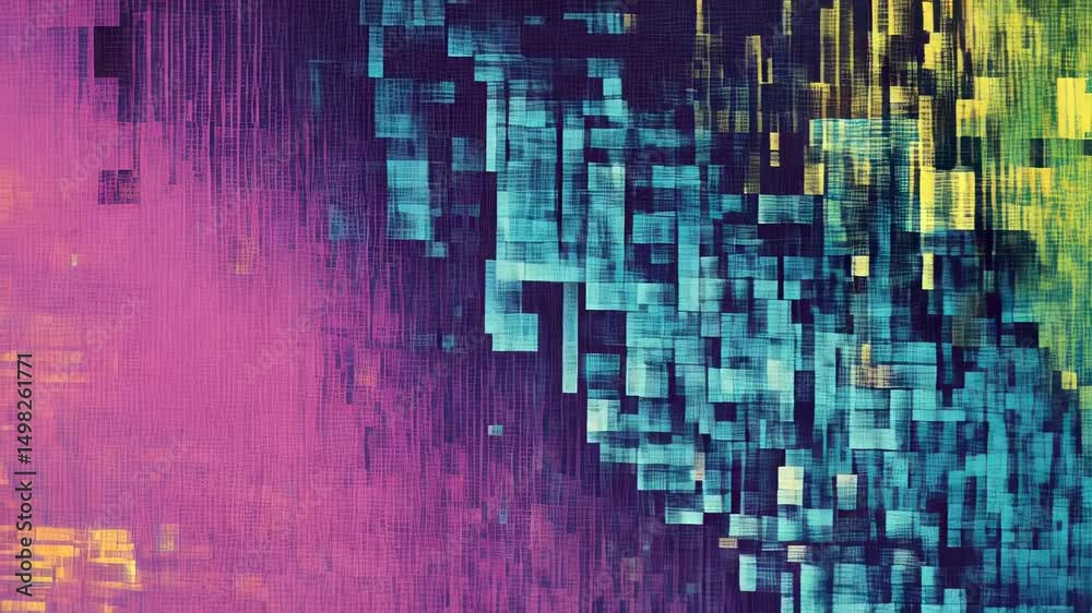 Abstract digital pattern with vibrant colors in pixelated design  