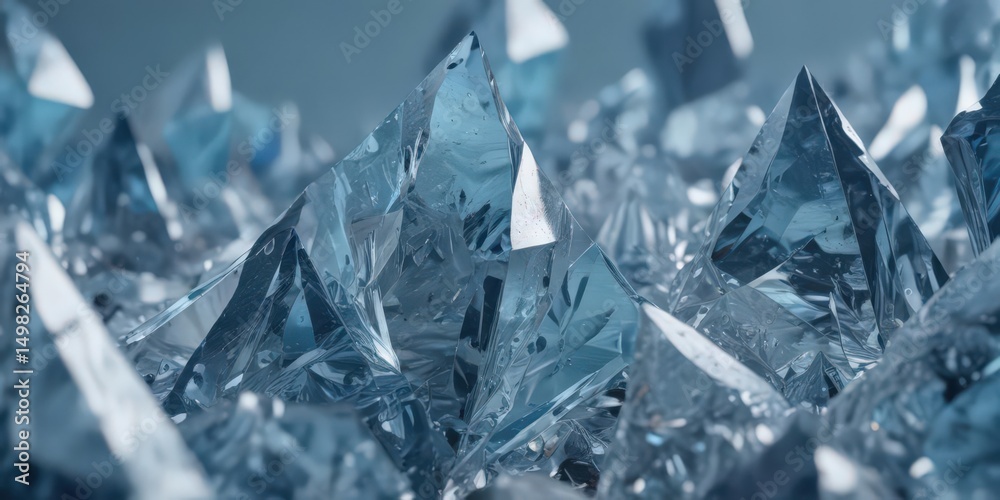 Obraz premium Abstract geometric blue ice shards, sharp angles, crystalline texture, vibrant, sharp
