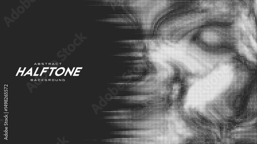 Abstract vector torn monochrome halftone background. Scrathed dotted texture element.
