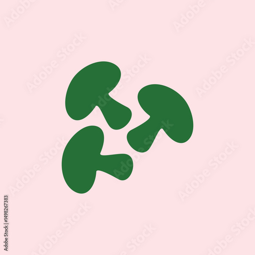 Green mushroom icon symbol. Vegetable illustration. Food symbol. Three mushrooms that can be used in complete food design. Food illustration element design