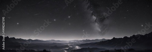 Inky black sky, countless glittering stars, cosmic expanse, night sky, starry night