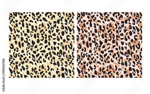 Trendy Seamless Leopard Print on Cream Background. Seamless Leopard Animal Print. Pattern with Background. Print
