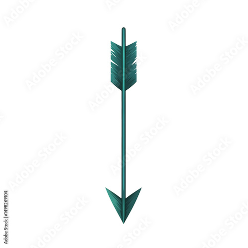 Bold Arrow with Robust Vectors in Deep Teal Colour Isolated on Transparent Background