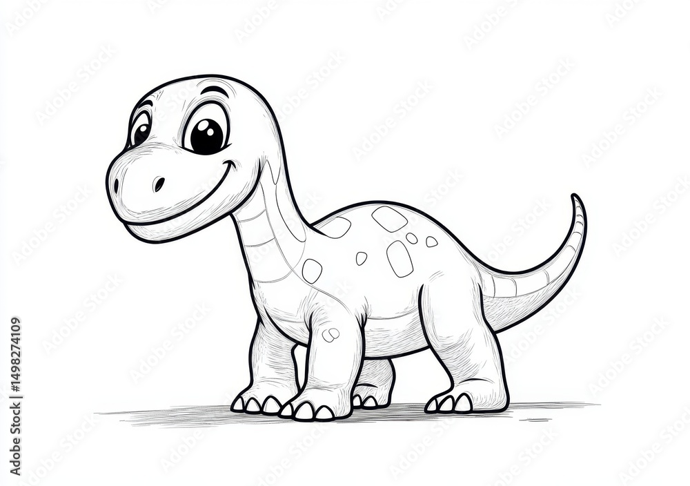 Fototapeta premium 可愛い恐竜の線画イラスト