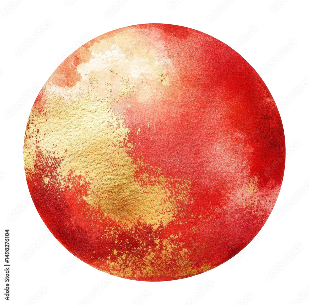 Fototapeta premium PNG Red and gold watercolor sphere art astronomy outdoors.