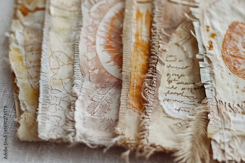 Artistic boho wishcard tribal patterns hand drawn feathers earth tone palette and spiritual handwritten messages